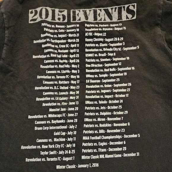 Foxboro Gillette Stadium Mass Graphic Concert Employee Tee Shirt 2015 Men Large - Picture 2 of 2